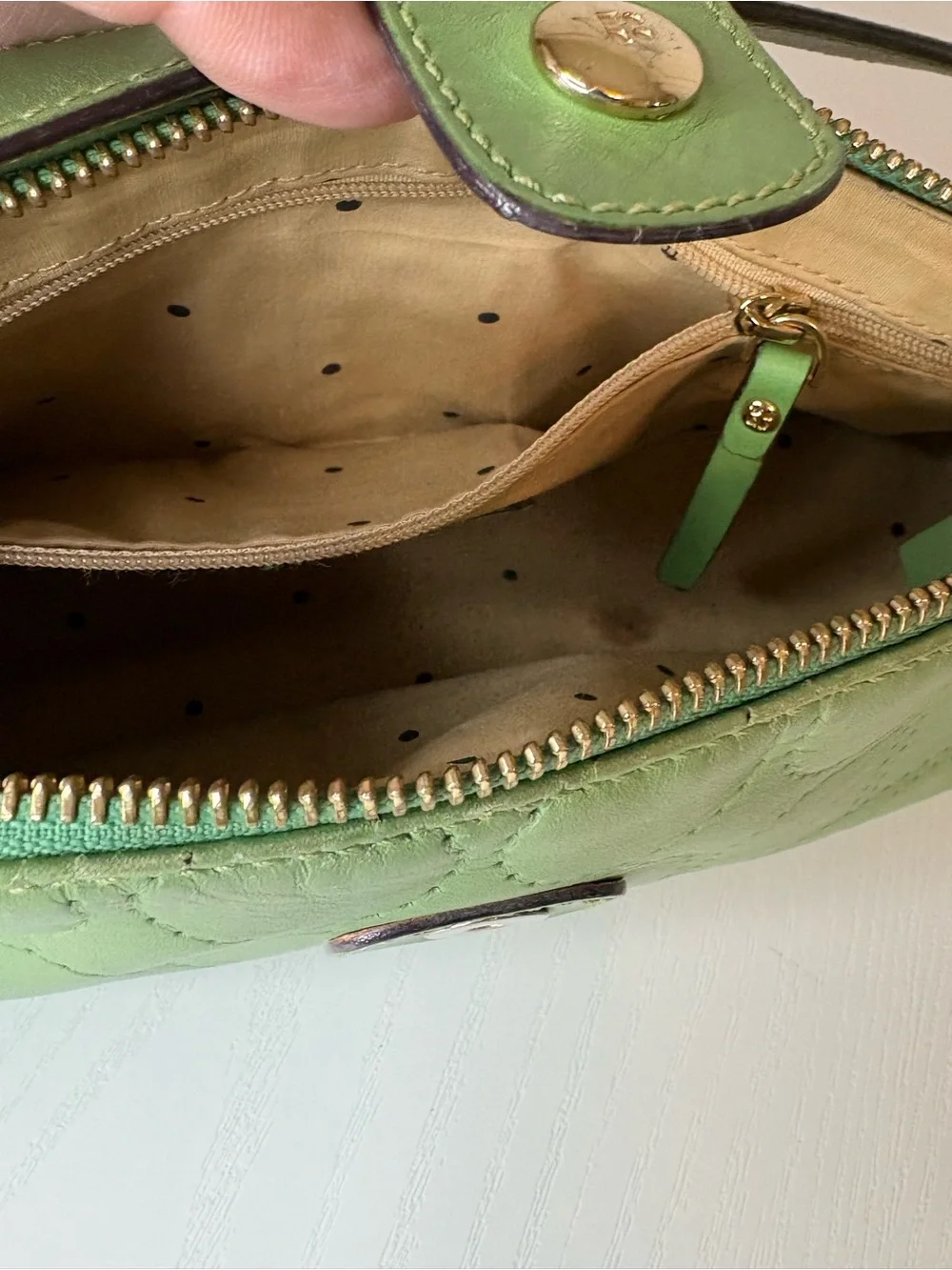 Kate Spade Green Leather Quilted Shoulder Bag